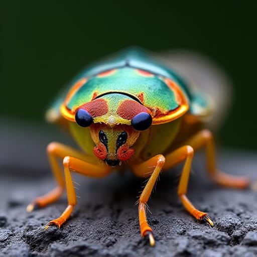 काले पत्थर पर एक क्लोज-अप, उच्च-रिज़ॉल्यूशन वाली, जीवंत रंग की सिकाडा