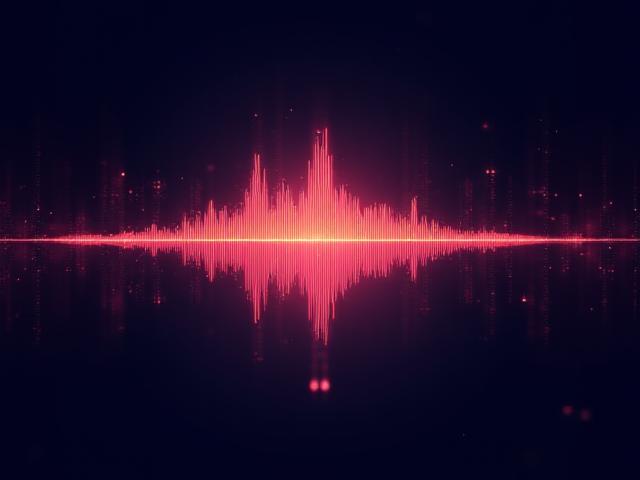 एक आधुनिक स्टार्टअप लोगो के साथ एक गतिशील ध्वनि तरंग, ऑडियो लोगो डिजाइन का प्रतिनिधित्व करती है।